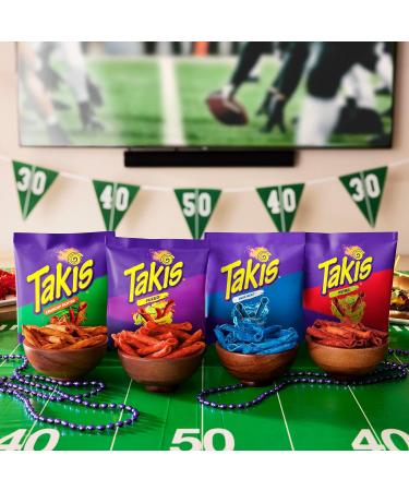 Takis 18 pc / 1 oz Variety Pack, Assorted Flavored Mixed Rolled Tortilla Chips – (5) Fuego 1 oz, (5) Blue Heat 1 oz, (4) Nitro 1 oz, (4) Crunchy Fajitas 1 oz - Buy Online on GoSupps.com