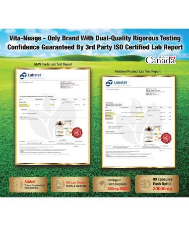 Vita-NuAge - NMN20000 Enhanced with 98% Trans-Resveratrol & Astaxanthin 100% Ultra High Purity 250mg NMN per Capsule for a Powerful NAD+ Boost. Elevate Cellular Energy Fortify Immunity and Embrace Healthy Aging (80 Count) 80 count (Pack of 1) - Buy Online on GoSupps.com