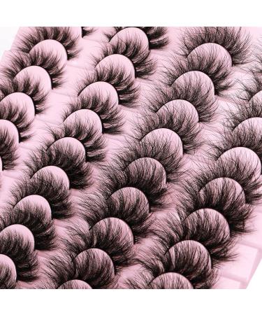 GVEFETIEE Wispy 20MM Long Dramatic False Eyelashes - 20 Pairs Fluffy Volume Mink Lashes, 4 Styles, Reusable Handmade Soft Faux Mink Eye Lashes Pack - A-Wanda - Buy Online on GoSupps.com