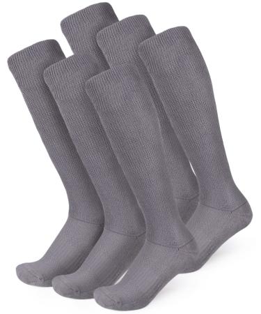 Viasox 6 Pack Non-Binding Diabetic Socks for Men & Women Large Gray