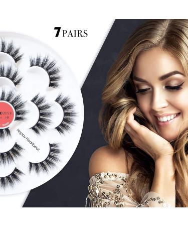 5D Fluffy Faux Mink Eyelashes - Natural Look Soft & Reusable 7 Pairs - Happy Heartbeat Collection - Buy Online on GoSupps.com