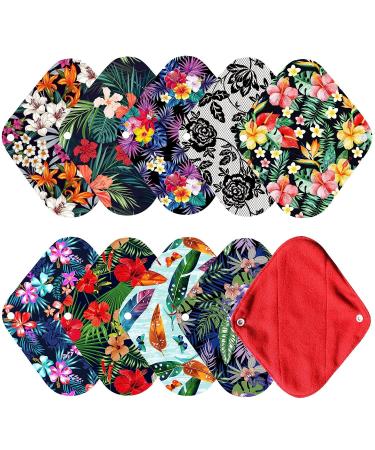 Reusable Cloth Sanitary Napkin Super Absorbency Hygiene Cloth Pads Washable Menstrual Panty Liners Pads with 1pc Storage Bag Full Red Microfleece