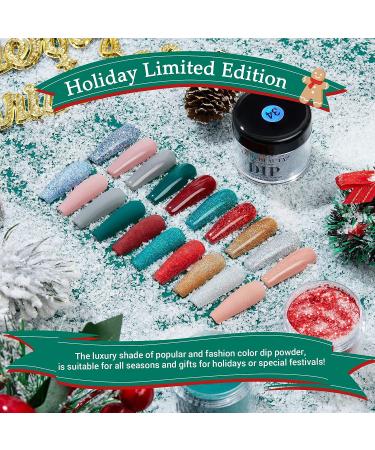 AZUREBEAUTY Holiday Series Dip Powder Nail Set - 10 Colors Red Green Gold Glitter - DIY French Nails Art Manicure - No Need Nail Lamp - Valentines Gift - Buy Online on GoSupps.com