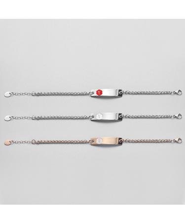 Custom Medical Alert Bracelets for Women | Personalized Emergency ID Jewelry | Medical ID Bracelets 6.0-9.0 Inches Silver with White Symbol - Buy Online on GoSupps.com