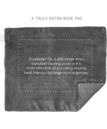 Pure Enrichment PureRelief XXL Electric Heating Pad - 20x24 - 6 Heat Settings - Machine Washable - Soft Microplush - 2-Hour Auto Shut-Off - Gray - Buy Online on GoSupps.com