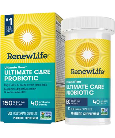 Renew Life Ultimate Flora Ultimate Care Probiotic 150 Billion Live Cultures 30 Vegetarian Capsules - Buy Online on GoSupps.com