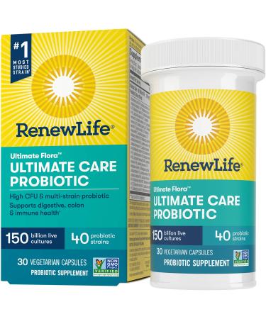 Renew Life Ultimate Flora Ultimate Care Probiotic 150 Billion Live Cultures 30 Vegetarian Capsules