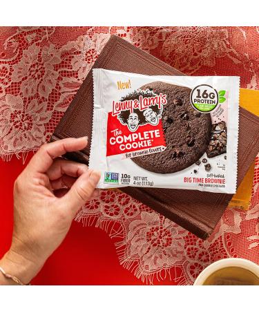 Lenny & Larry's The Complete Cookie Big Time Brownie Soft Baked 16g Plant Protein Vegan Non-GMO 4 Ounce Cookie - Big Time Brownie - Pack of 12 - Buy Online on GoSupps.com