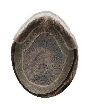 Real Hair Toupet for Men - Yanahair Smooth Thin French Tip Wigs | Natural Hairline Poly Skin System - European Wig in #2 Deep Brown (10x8) - Buy Online on GoSupps.com