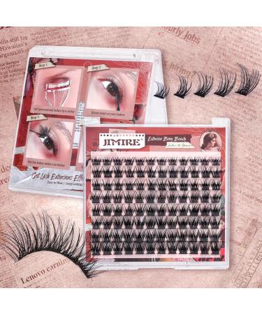 JIMIRE Wispy Spiky Clusters Lash Extension Kit - DIY Volume Individual Lashes Kit with Tweezers - D Curl 10-16MM - Natural Look Home Eyelash Extension - Buy Online on GoSupps.com