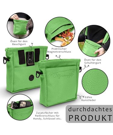 Ostfriesenpfoten Frieda Dog Treat Bag - High-Quality Synthetic Leather Green Size M - Easy Open Lock for Walks - Premium Gassitasche for Dogs - Buy Online on GoSupps.com