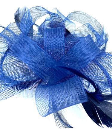 Looped Feather Comb Fascinator for Women Ladies Day Races Ascot Weddings Hair Piece (Navy Blue) - Buy Online on GoSupps.com