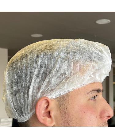 100 Pcs White Disposable Bouffant Caps - 20 Nonwoven Hair Net Sleeves with Swivel Bands | Ideal for Sleeping, Food Service - Unisex - Buy Online on GoSupps.com