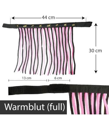 Fly Mask with Fringe & Velcro Fastener for Horses | Premium Fly Hood for Shetty Pony Cob & Warmblood - Black & Pink - Buy Online on GoSupps.com