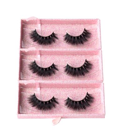 Arimika 3 Packs Fluffy Long Thick Dramatic Look Handmade Reusable 3D Mink False Eyelashes D008 3 Packs-D008