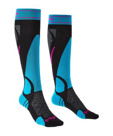Bridgedale womens Lightweight Ski - Merino Endurance Socks Black/Blue Medium