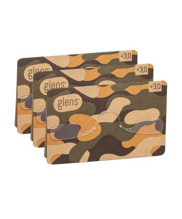 Glen's unisex reading glasses |Package Military +3.0 Dioptria |Emergency glasses pocket format |Pack with 3 thin non -slip glasses |Reading glasses available in different diopters 3 pack military diottrics +3.0