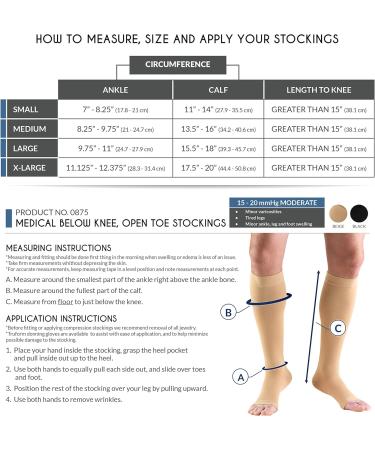 15-20 mmHg Compression Stockings for Men & Women - Knee High Open Toe X-Large (6 Pairs) - Black | International Shipping Available - Buy Online on GoSupps.com