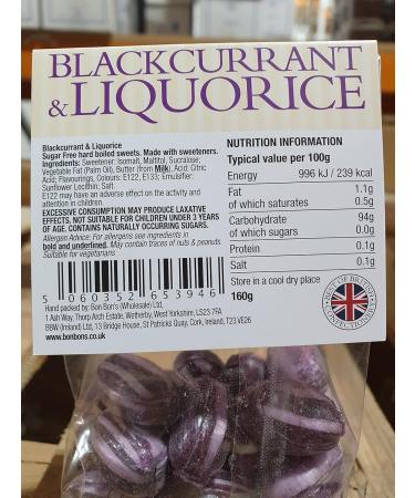 Sugar Free Blackcurrant and Liquorice Bon Bons - 160g - Buy Online on GoSupps.com