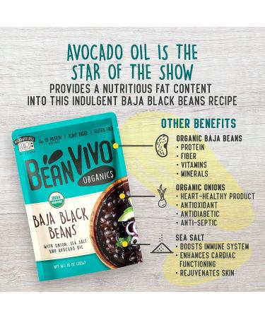 BeanVIVO Organic Baja Black Beans 6 Pack (10 oz) - Seasoned, Vegan, Gluten-Free, Microwaveable - Instant Plant Protein Meals - Buy Online on GoSupps.com