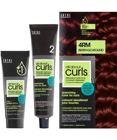 All About Curls 4RM Berry-Go-Round (Light Brown - Violet-Red Undertone) Permanent Hair Color (Prep + Protect Serum & Hair Dye for Curly Hair) - 100% Grey Coverage Nourished & Radiant Curls Hair Color Dye w/ Protect Serum