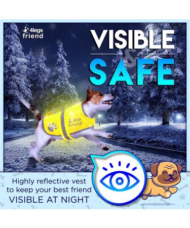 High Visibility Reflective Fleece Dog Coat - Leash Hole 5 Sizes | Safe Outdoor Wear for Day & Night - Yellow M - Buy Online on GoSupps.com