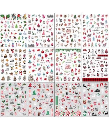 JMEOWIO 12 Sheets Christmas Nail Art Stickers Decals Self-Adhesive Snowflake Winter Holiday Cute Santa Rabbit Nail Supplies Nail Art Design Decoration Accessories - Buy Online on GoSupps.com