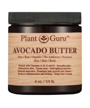Avocado Body Butter 4 oz. 100% Pure Raw Fresh Natural Cold Pressed. Skin  Hair  Nail Moisturizer  DIY Creams  Balms  Lotions  Soaps. 4 Ounce (Pack of 1)
