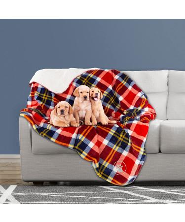 Petmaker Waterproof Pet Blanket 50x60 - Reversible Plaid Throw for Couch, Car, Bed - Large Red Dog and Cat Blanket - Buy Online on GoSupps.com