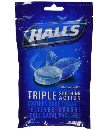 Halls Drops Menthol-Lyptus 30-Count Drops (Pack of 1)