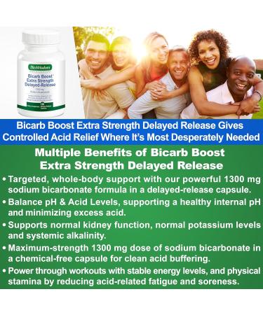 Bicarb Boost Sodium Bicarbonate Capsules Extra Strength 1300mg Organic Use Delayed-Release Sodium Bicarbonate Tablet, Kidney, Alkalinity, Health, Pure Baking Soda Tablet 120 Sodium Pills - Buy Online on GoSupps.com