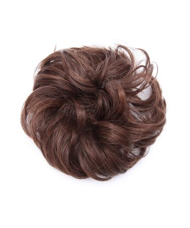 Scrunchy Scrunchie Bun Short Messy Hair Bun Donut Hair Updo Hairpiece Ribbon Ponytail Extensions -Dark Brown & Auburn 35g 35 g Dark Brown & Auburn