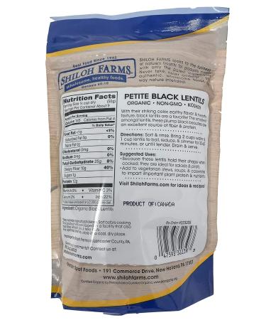 Shiloh Farms Organic Petite Black Lentils 16 oz - 2 Pack | 32 oz Total - Buy Online on GoSupps.com