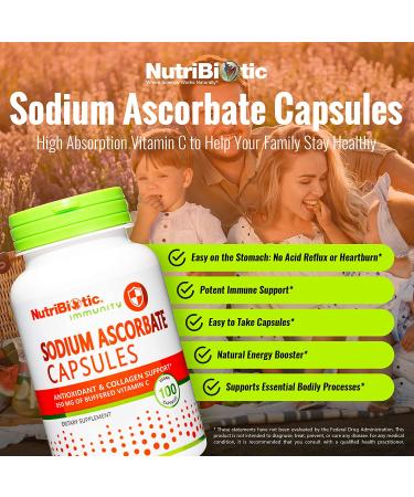 NutriBiotic Immunity Sodium Ascorbate - 100 Vegan Capsules for Enhanced Immune Support - Buy Online on GoSupps.com
