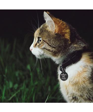 Personalized Cat ID Tag for Indoor Cats | Custom Engraved Aluminum Pet Tag | Round Black Design - Buy Online on GoSupps.com