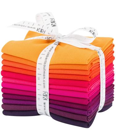 Robert Kaufman Kona Cotton Solids Birds of Paradise Fat Quarter Bundle 12 Precut Cotton Fabric Quilting FQs Assortment FQ-1372-12