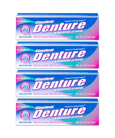 Staydent Denture Adhesive Cream, Dr. Sheffield's, 0.85 Oz. (Pack of 4) by Sheffield Pharmaceuticals - Buy Online on GoSupps.com