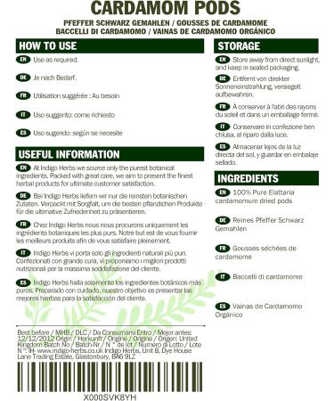 Indigo Herbs Cardamom pods 100 g - Buy Online on GoSupps.com