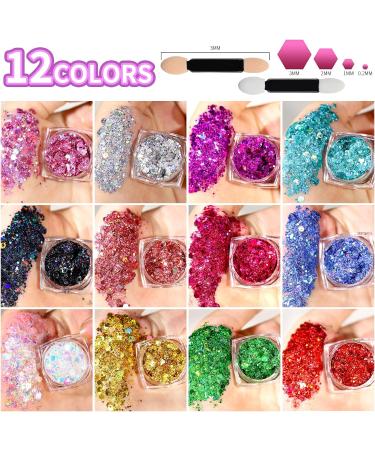 Teenitor Body Glitter Gel - 12 Colors Face & Hair Glitter for Festivals Halloween Makeup | Perfect for All Skin Types - Buy Online on GoSupps.com