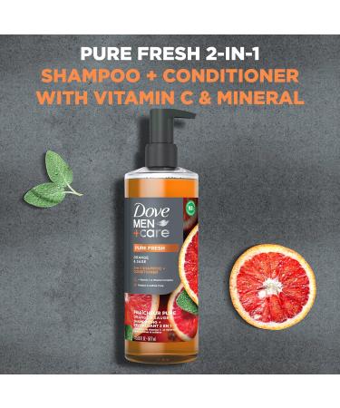 Dove Men+Care 2-in-1 Shampoo & Conditioner - Pure Fresh Orange & Sage - Strong Healthy Hair - Vitamin C & Mineral Complex - 17.5 oz - International Shipping - Buy Online on GoSupps.com