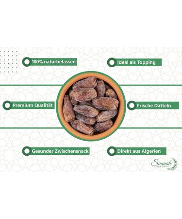  Sunnah Shop Sunnah Shop Deglet Nour Dates from Algeria 1 kg Superior Quality | Freshly Harvested | Deglet Nour Dates with Pits | 100% Natural Dates with No Additives - Buy Online on GoSupps.com