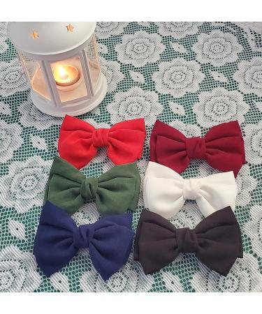 French Hair Bow Clips Set - 6 Pcs Hair Barrettes & Accessories for Women, Girls, & Ladies - Buy Online on GoSupps.com