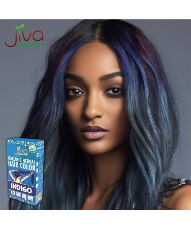 Jiva Organic Indigo Powder for Hair Color - 100% Pure Vegan & Kosher - Chemical-Free Herbal Hair Dye (3.5 Oz - Buy Online on GoSupps.com