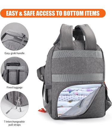 Homfu Diaper Bag Backpack - Grey Mommy Hospital Baby Travel Backpack with Bottom Access - Buy Online on GoSupps.com