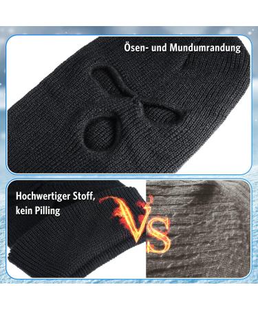 BBTO Knitted Balaclava - 3 Holes Full Face Cover | Winter Essential | One Size Black | International Shipping Available - Buy Online on GoSupps.com