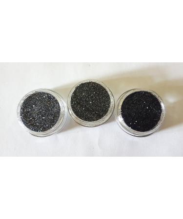 New nail art set glitter powder 3-pcs black/gray glitter powder dust powder glitter each 3G insert for incorporation into gel nail nail design