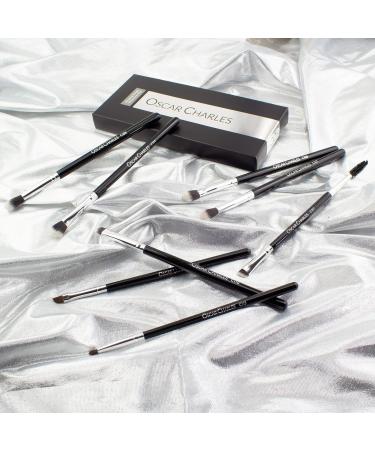 Oscar Charles 8-Part Professional Eye Makeup Brush Set - Soft Blending Eyeshadow & Eyebrow Brushes in Silver | International Shipping - Buy Online on GoSupps.com