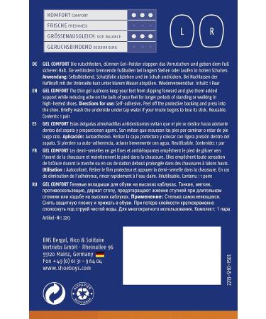 Shoeboys Gel Comfort Non-Slip Thin Gel Padding for Secure Fit Self-Adhesive Universal Size Insoles 1 Pair International Shipping - Buy Online on GoSupps.com