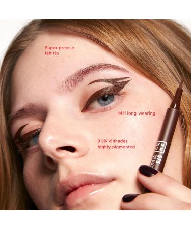 3INA MAKEUP The Color Pen Eyeliner 575 mini Brown liquid eyeliner 10 hour long lasting matte eyeliner pen with precision tip highly pigmented liquid liner travel size vegan - Buy Online on GoSupps.com
