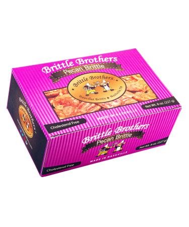 Brittle Brothers Pecan Brittle - 8 oz. Box : Voted #1 - 4xs more Nuts - Gift Pack Cashew Pecan Bacon Corporate Christmas Mother Father Chocolate